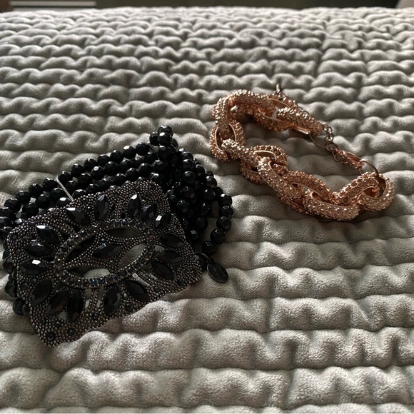 🩷 Laila Rowe Black Beaded and Charming Charlie Rose Gold Bracelet Set Bundle - Picture 6 of 8
